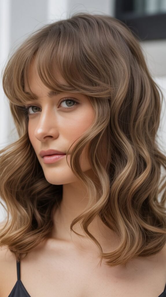 Micro-Curtain Bangs With Gentle Waves