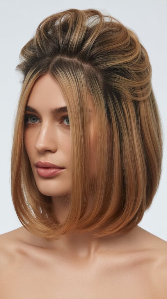 Middle-Parted Lob with Volume at Roots