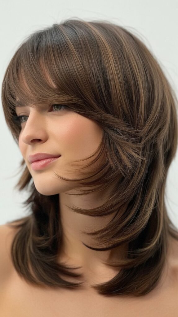 Soft Layered Shag With Long Side-Swept Bangs