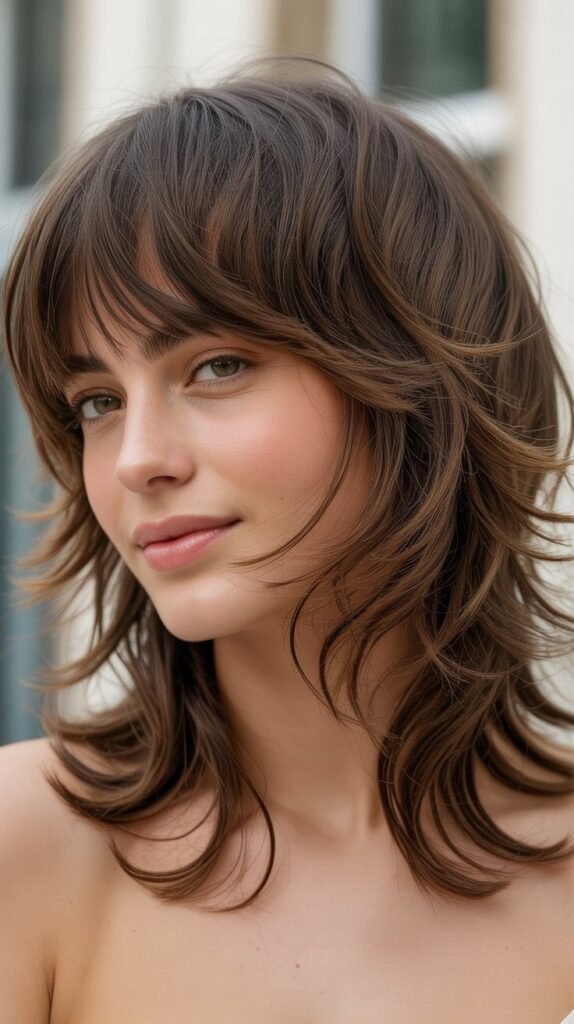 Textured French Girl Shag With Bangs