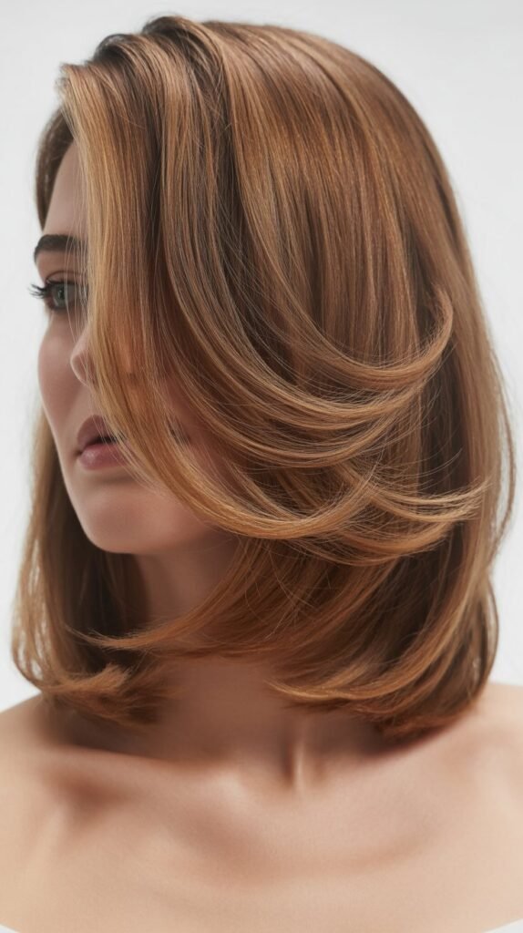 Side-Parted Lob with Swoopy Layers