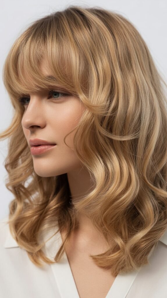 Graduated Bangs With Layered Waves