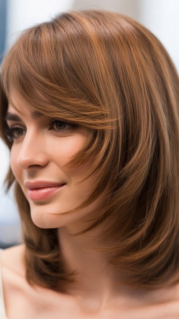 Shoulder-Length Cut With Feathered Bangs