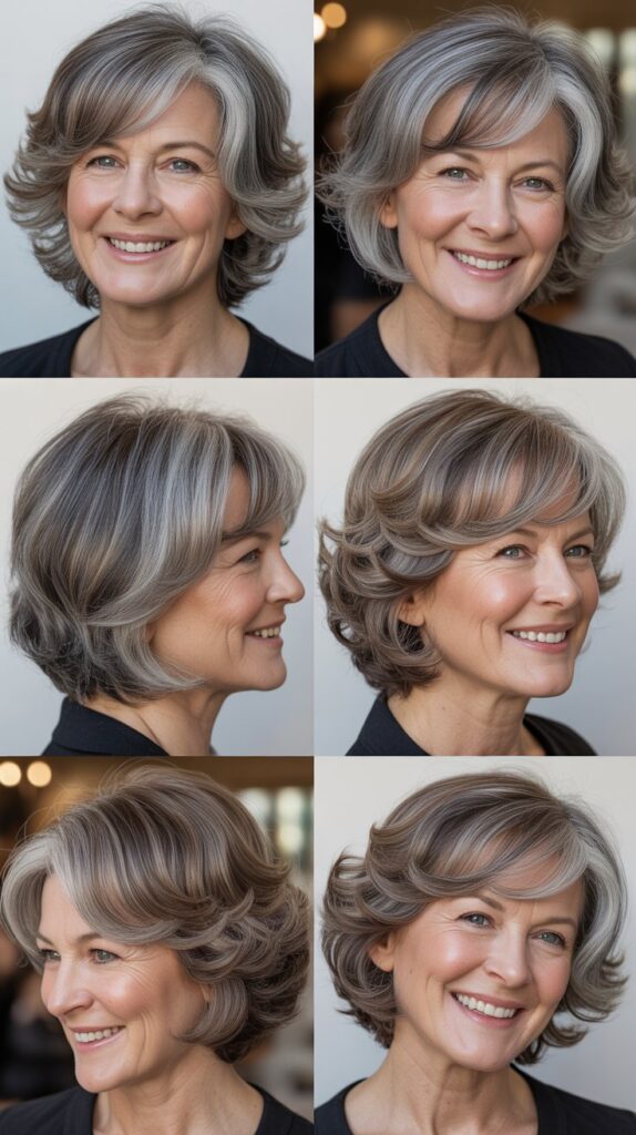 41 Modern Sassy Medium-Length Hairstyles for Older Women to Try Now 23 Textured Lob with Lowlights