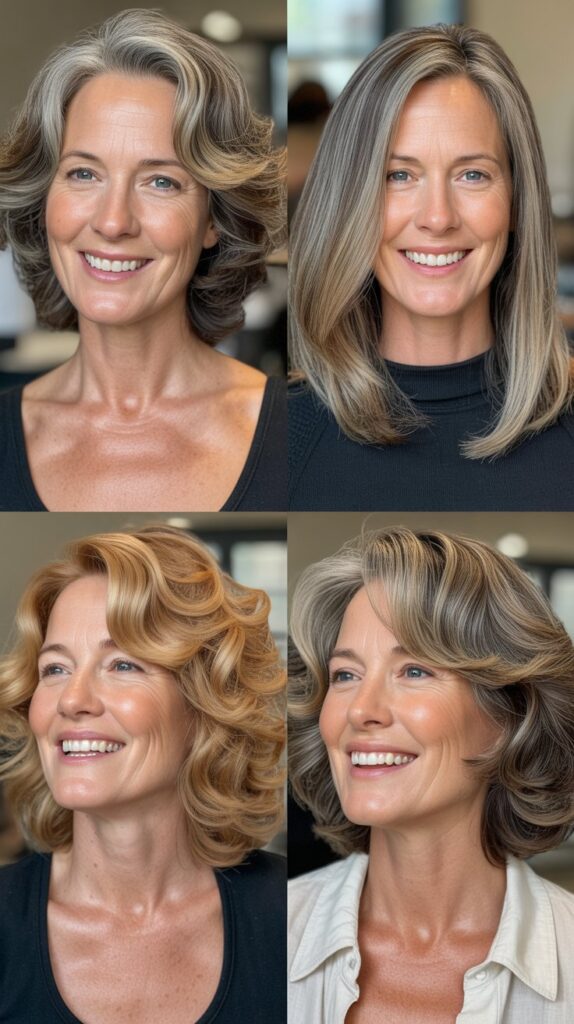 41 Modern Sassy Medium-Length Hairstyles for Older Women to Try Now 30 Collarbone Lob with Lived-In Color