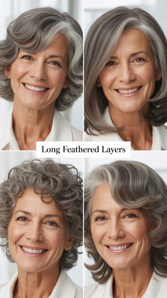 36 Youthful Sassy Long Hairstyles for Older Women That Still Feel Fresh 8 Long Feathered Layers