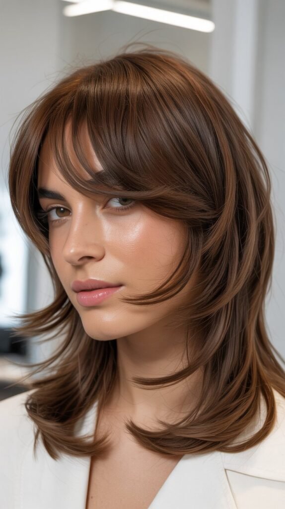 Medium Textured Cut With Heavy Side Bangs