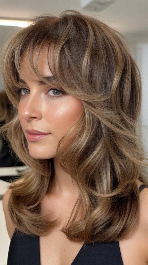 Choppy Layers with Wispy Bangs and Waves