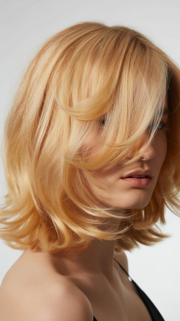 Layered Butter Blonde Lob with Texture