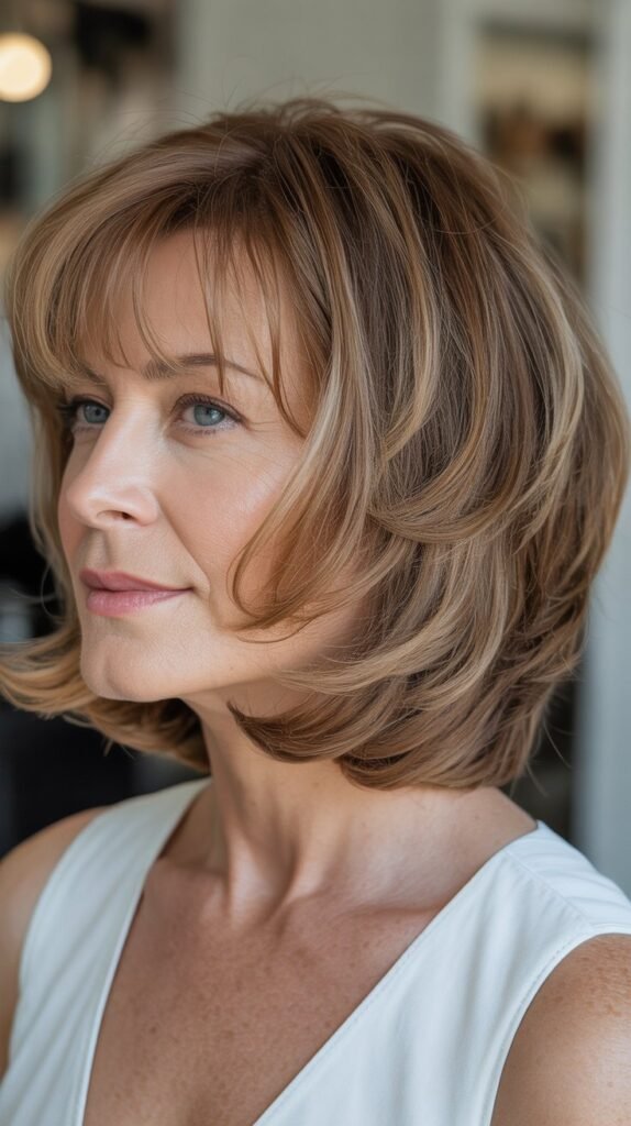 Volume-Boosted Bob with Tapered Bangs