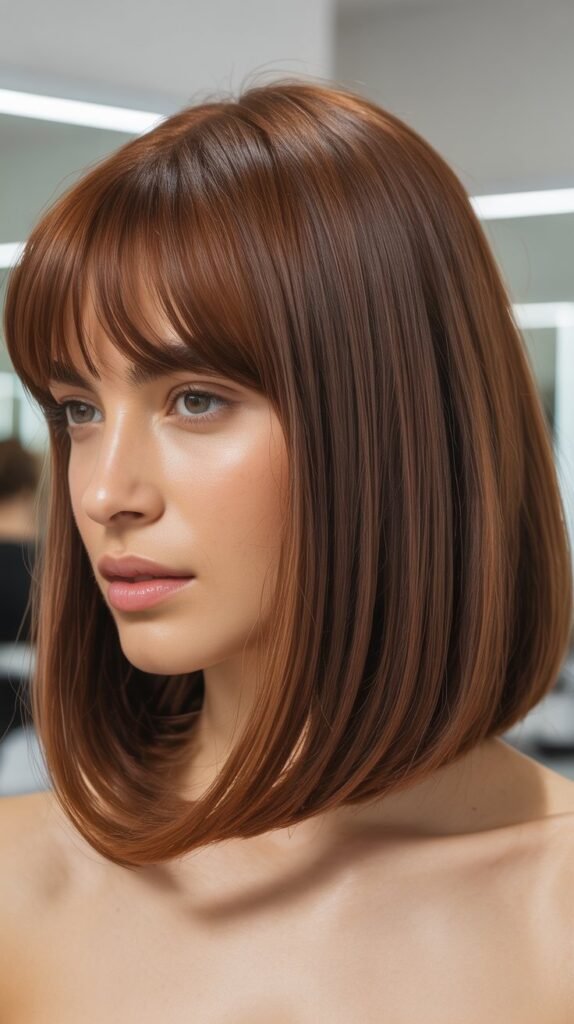 Curtain Bangs with A-Line Bob