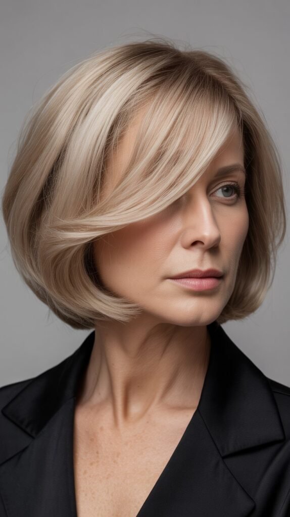 Asymmetrical Bob with Side-Swept Bangs