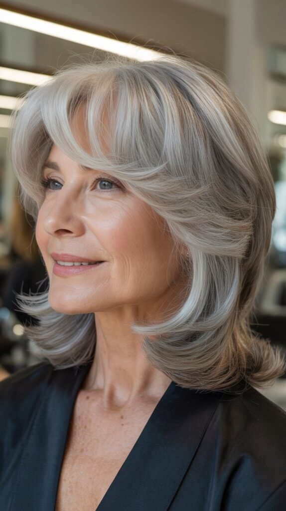 Side-Swept Bangs with Medium Layers