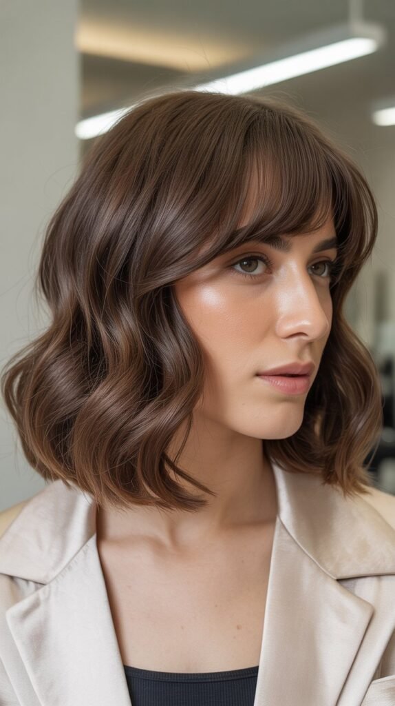 Medium Wavy Lob With Side Bangs