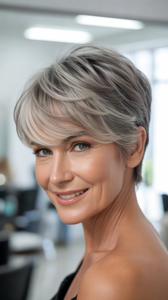 The Pixie Cut with Long Bangs