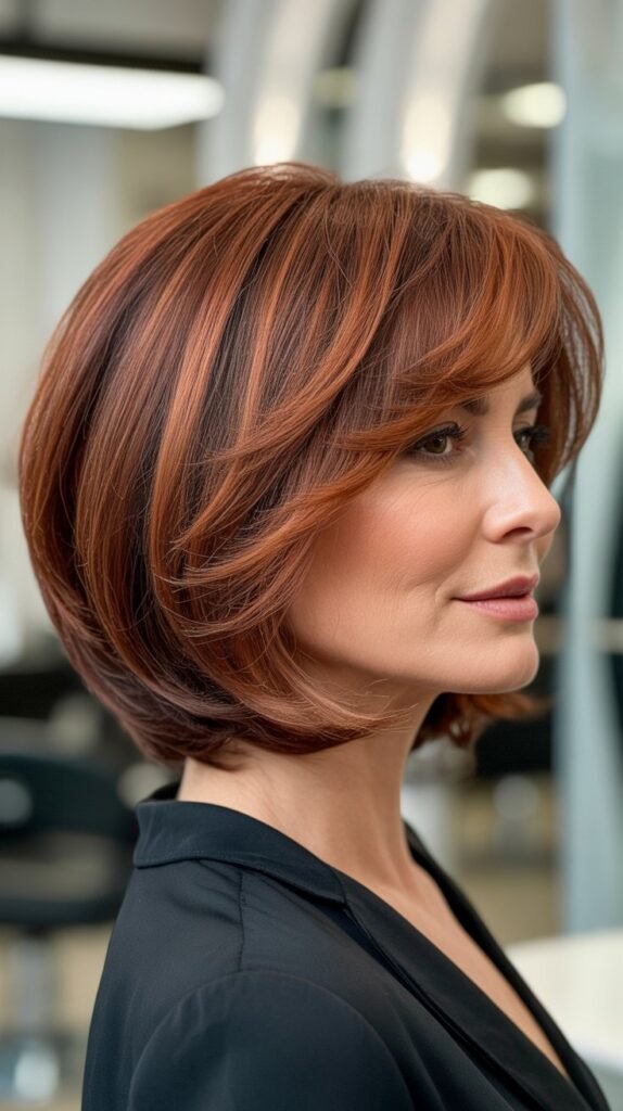 Layered Bob with Red Tones