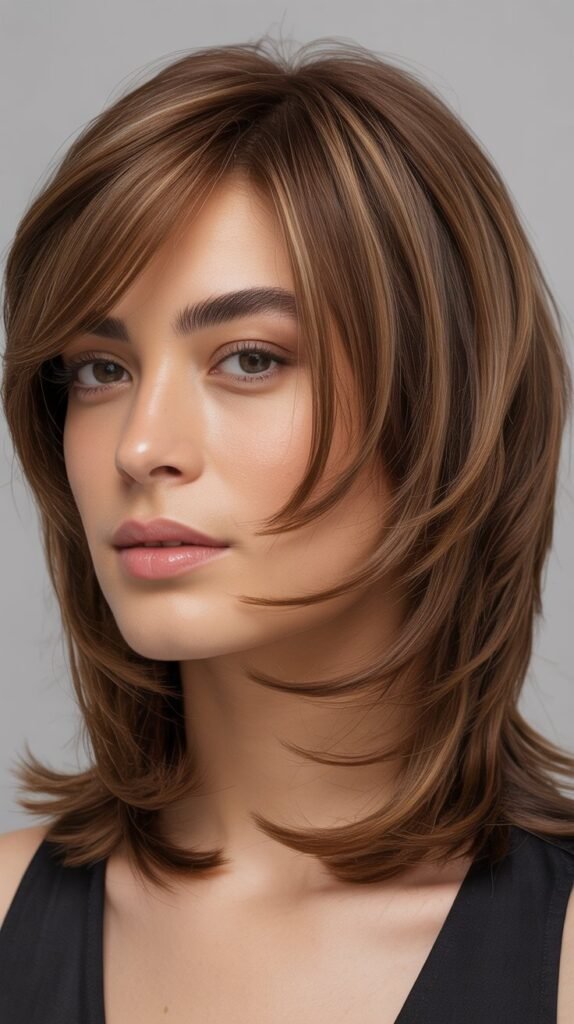 Face-Framing Layers with Baby Bangs