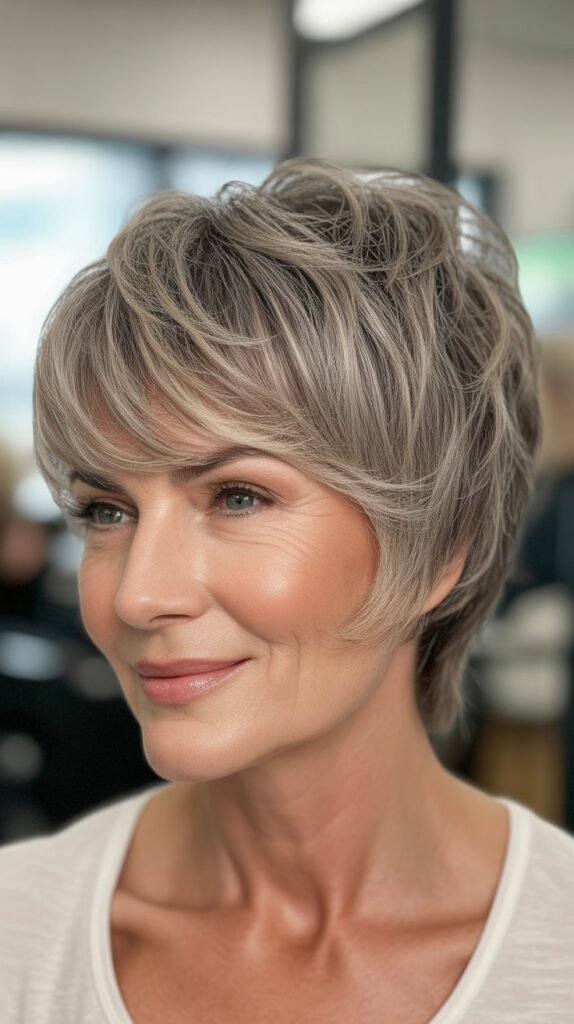 Textured Pixie with Long Bangs
