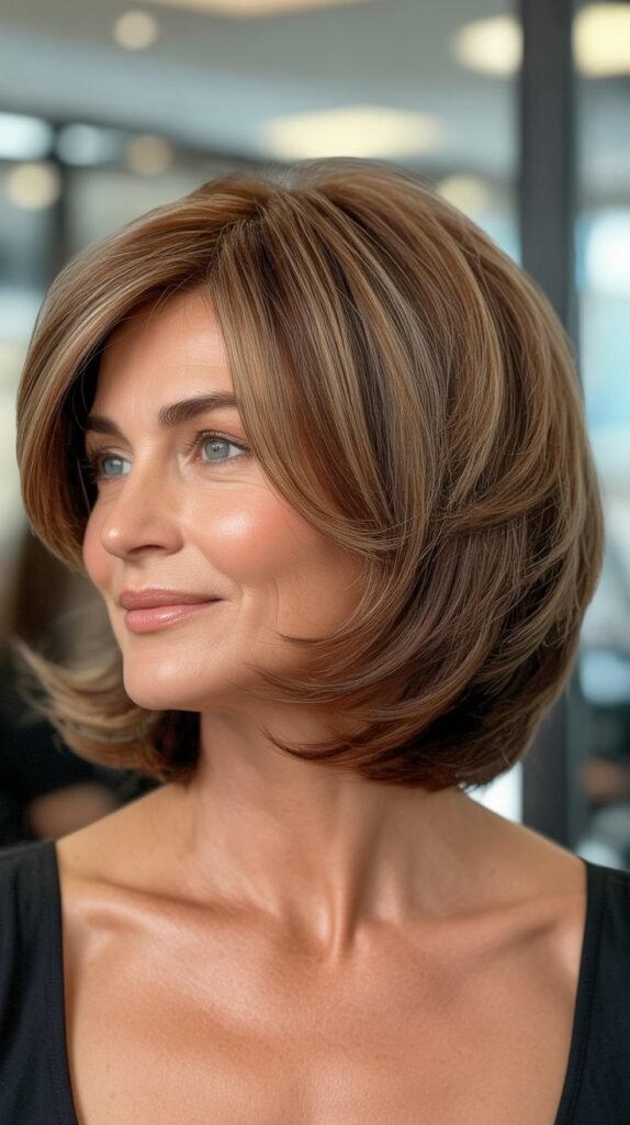 Textured Layered Bob with Wispy Ends