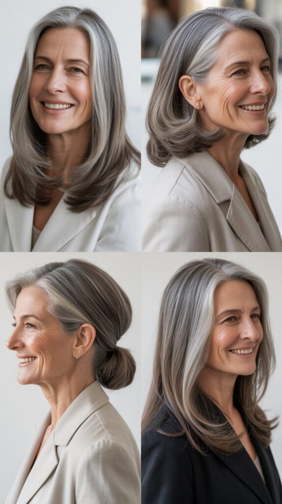 36 Youthful Sassy Long Hairstyles for Older Women That Still Feel Fresh 14 Long Straight Hair with Angled Layers