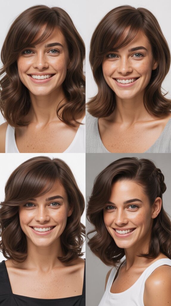 Classic Shoulder-Length Layered Cut with Sweeping Side Bangs