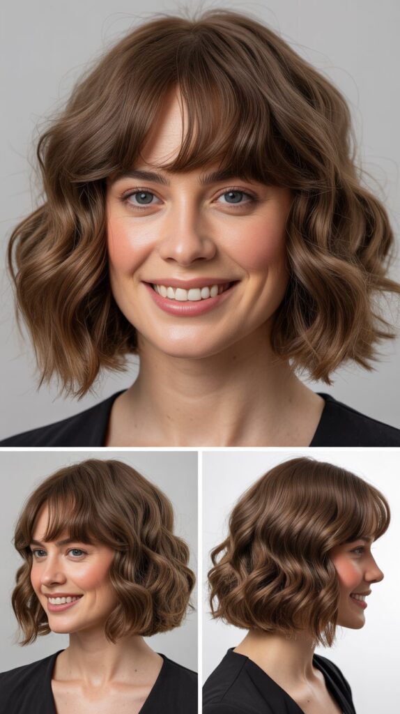 Classic Curtain Bangs With Textured Waves