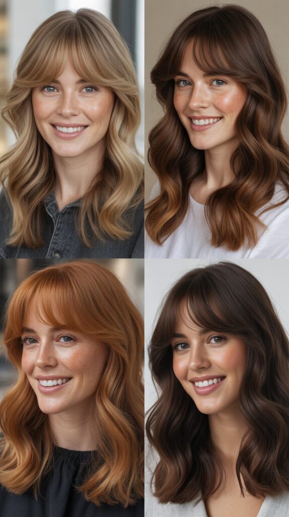 Classic Curtain Bangs with Beachy Waves