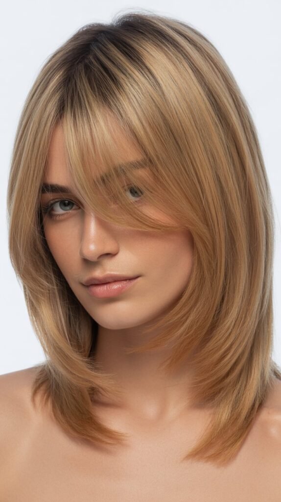 Asymmetrical Medium Hair with Curtain Bangs