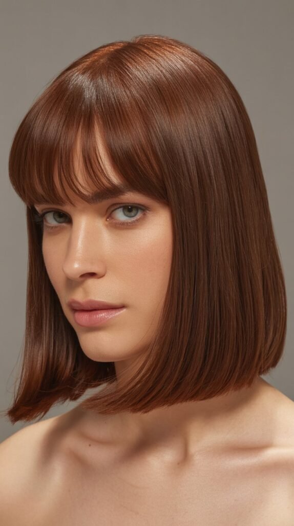 Blunt Lob with Curtain Bangs