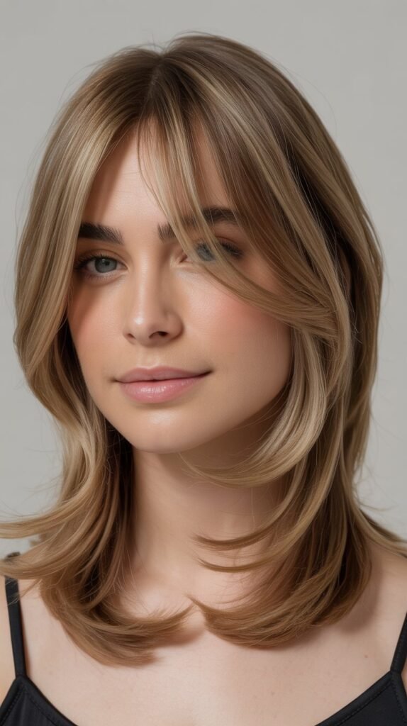 Relaxed Layers with Grown-In Curtain Bangs