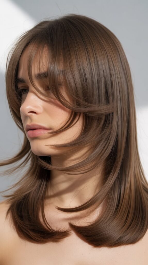  Layered Cut with Diagonal Forward Bangs