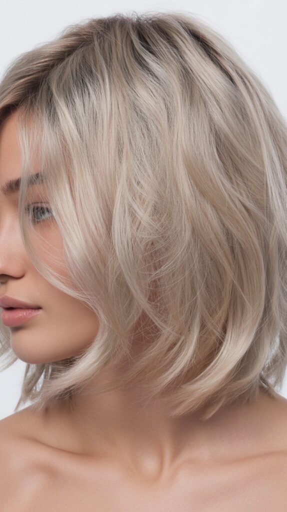  Textured Ash Blonde Lob