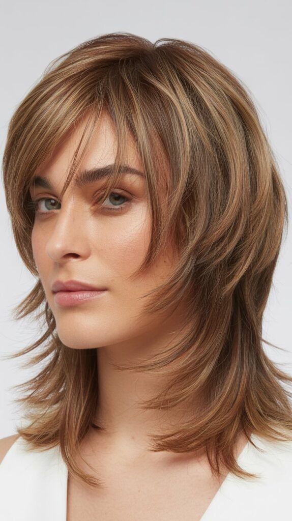 Razored Layers with Piecey Bangs for Diamond Faces