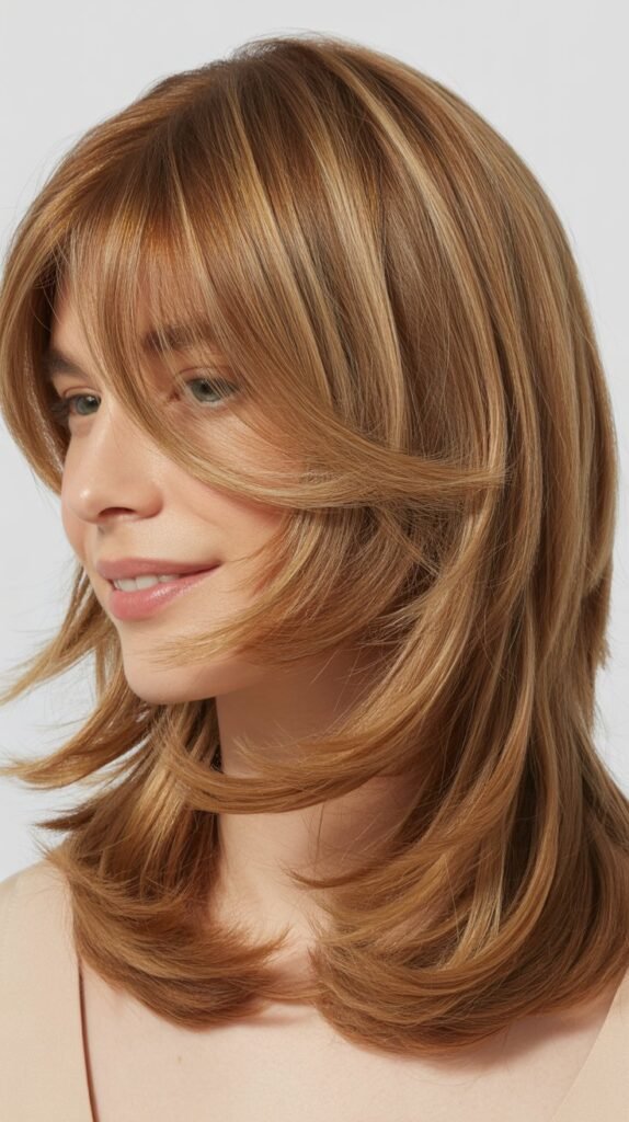 Graduated Layers With Curtain Bangs