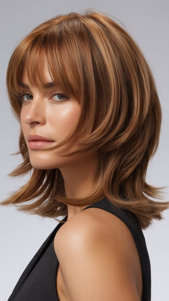Textured Lob with Long Curtain Bangs