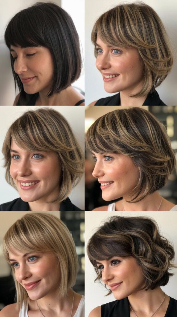 36 Easy-Styling Bob Haircuts With Long Bangs for Busy Days 32 Graduated Bob With Long Sweeping Bangs
