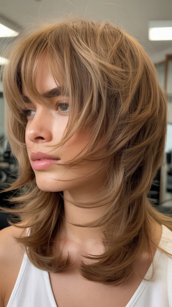  Layered Shag With Eyebrow-Grazing Bangs