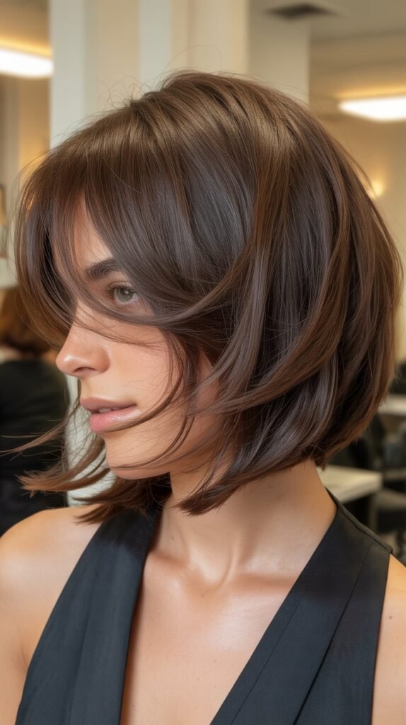 Stacked Bob with Wispy Side Fringe