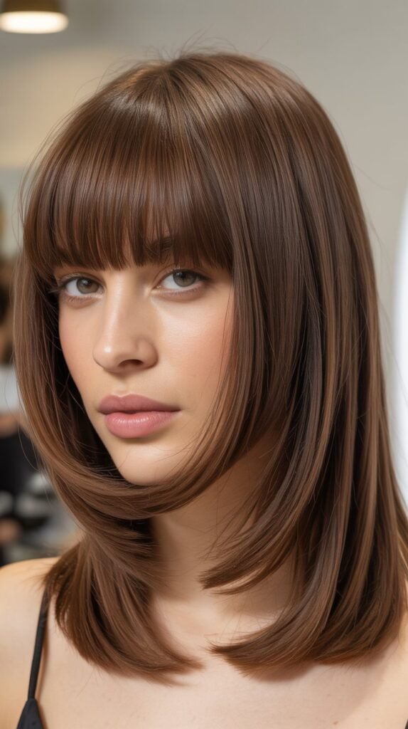 Textured Collarbone Cut With Blunt Bangs