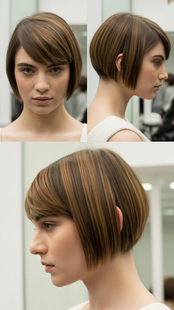 42 Medium Haircuts With Bangs for Thin Hair That Add Volume 8 Asymmetrical Bob With Angled Fringe