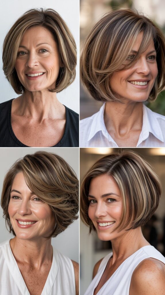 42 Soft and Elegant Bob Styles for Fine, Thin Hair After 50 28 Bob with Lowlights