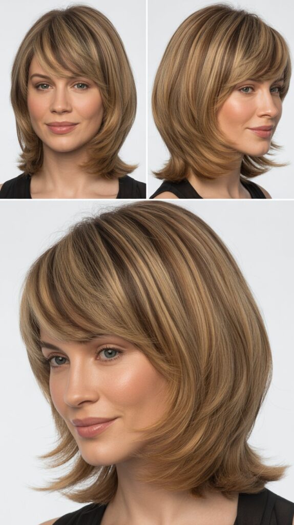 Layered Medium Cut with Graduated Bangs