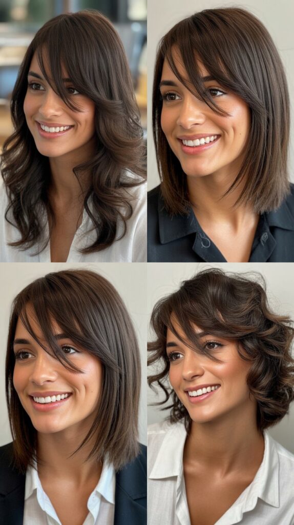 V-Cut Layers with Diagonal Side Bangs