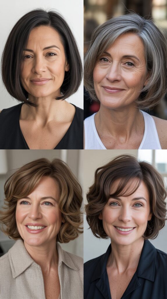 37 Fresh Short Bob Ideas for Women 50+ with Delicate Hair 37 Piecey Bob with Separation and Definition