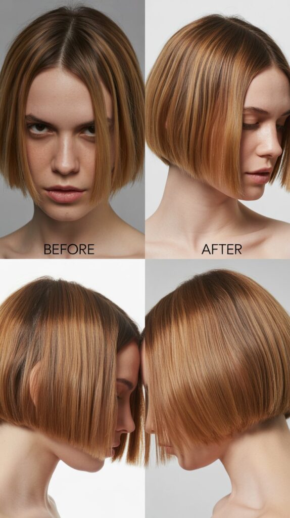 51 Best Haircuts for Thick Hair (Layered, Medium, Shoulder-Length) 3 Blunt Bob with Internal Layers