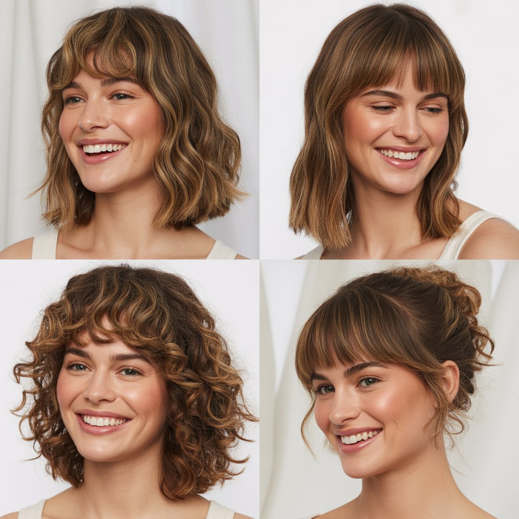 Textured Lob with Choppy Curtain Bangs
