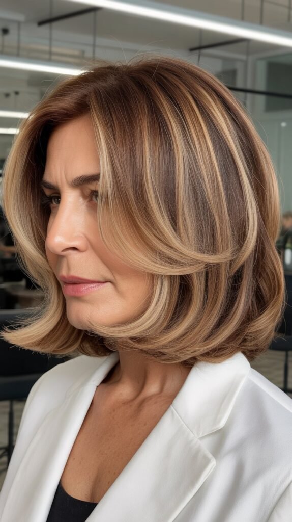 Rounded Lob with Soft Balayage