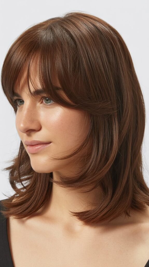 Curtain Bangs with Asymmetrical Lengths