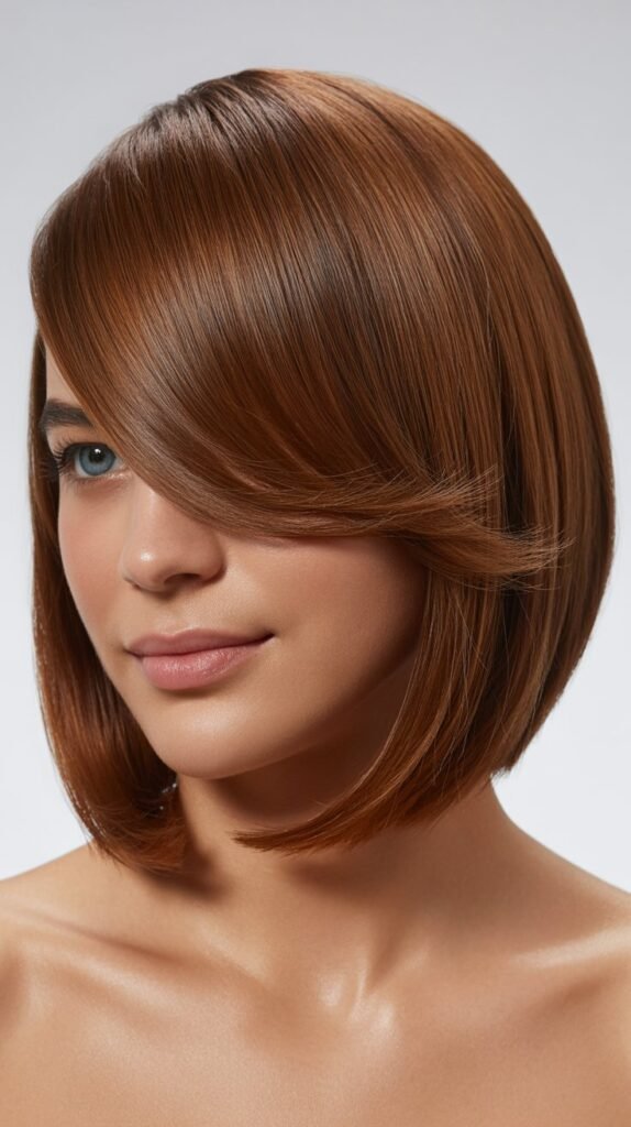 Asymmetrical Medium Bob with Side-Swept Bangs