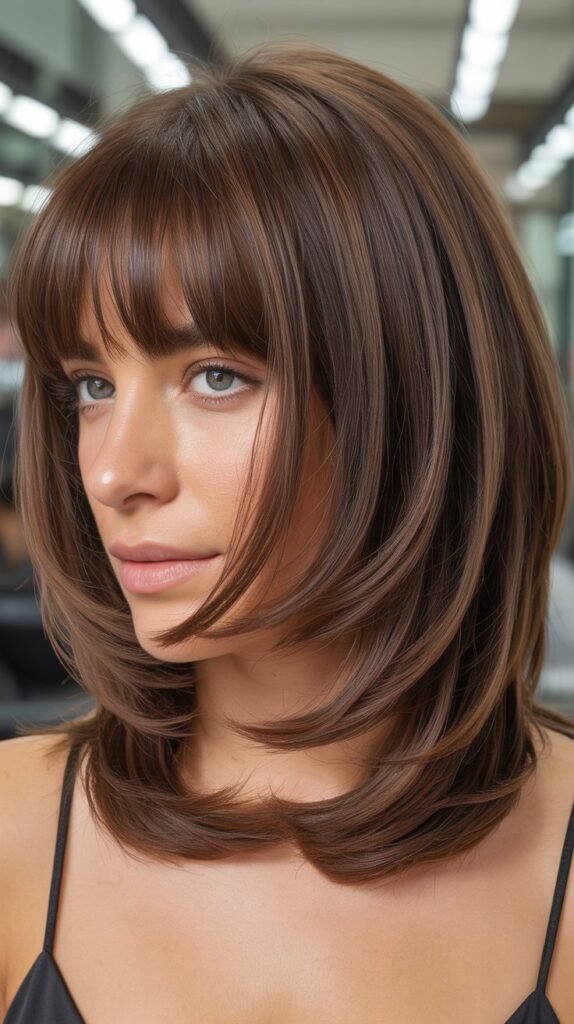Eye-Length Bangs with Graduated Bob Layers